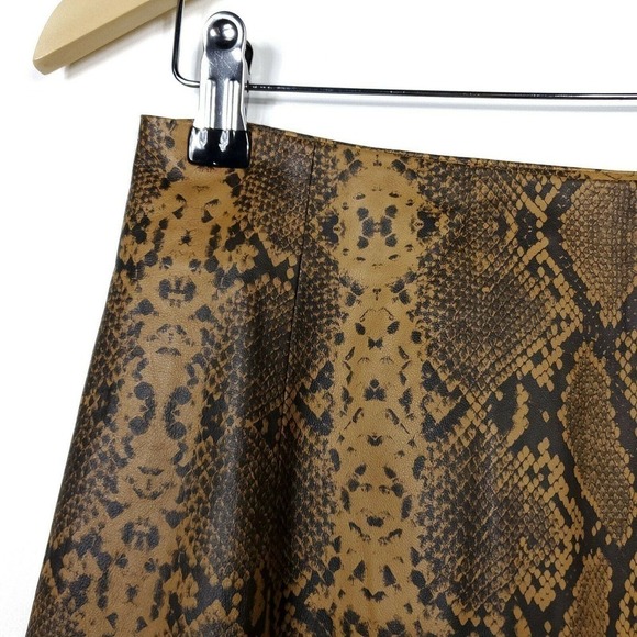 Veda Leather Skirt Medium Python Snake Animal Print Above Knee Side Zip Mini - Picture 3 of 8